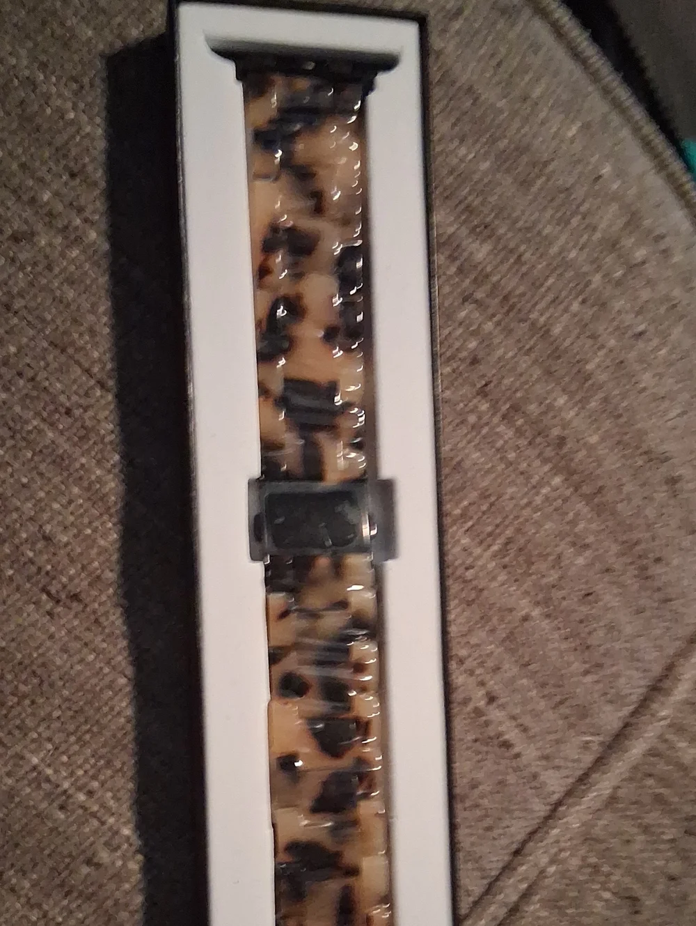 Tortoise Resin Watch Band - Tan & Black Link Strap